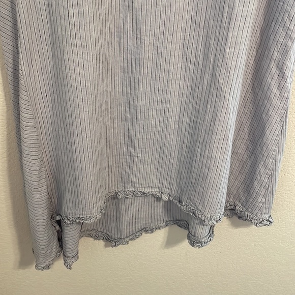 ♥️ Luna Luz 100% Linen Sleeveless Dress Stripes Gray Size L - Picture 4 of 6